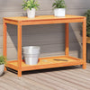 Vidaxl oppottafel met schap 108x50x75 cm massief grenenhout wasbruin