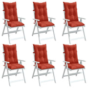 Vidaxl stoelkussens 6 st hoge rug 120x50x7 cm stof gemêleerd rood - afbeelding 1
