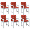 Vidaxl stoelkussens 6 st lage rug 100x50x7 cm stof gemêleerd rood