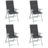 Vidaxl stoelkussens 4 st hoge rug 120x50x4 cm stof gemêleerd antraciet