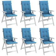 Vidaxl stoelkussens 6 st hoge rug 120x50x4 cm stof gemêleerd blauw - afbeelding 1