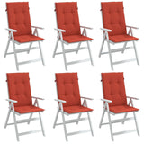 Vidaxl stoelkussens 6 st hoge rug 120x50x4 cm stof gemêleerd rood - afbeelding 1