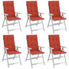 Vidaxl stoelkussens 6 st hoge rug 120x50x4 cm stof gemêleerd rood
