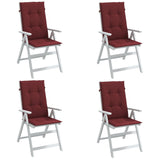 Vidaxl stoelkussens 4 st hoge rug 120x50x4 cm stof gemêleerd wijnrood - afbeelding 1