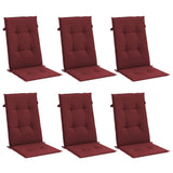 Vidaxl stoelkussens 6 st hoge rug 120x50x4 cm stof gemêleerd wijnrood - afbeelding 3