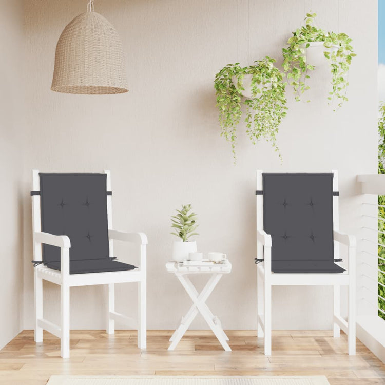Vidaxl stoelkussens 2 st lage rug 100x50x4 cm stof gemêleerd antraciet