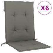Vidaxl stoelkussens 6 st lage rug 100x50x4 cm stof donkergrijs - afbeelding 2