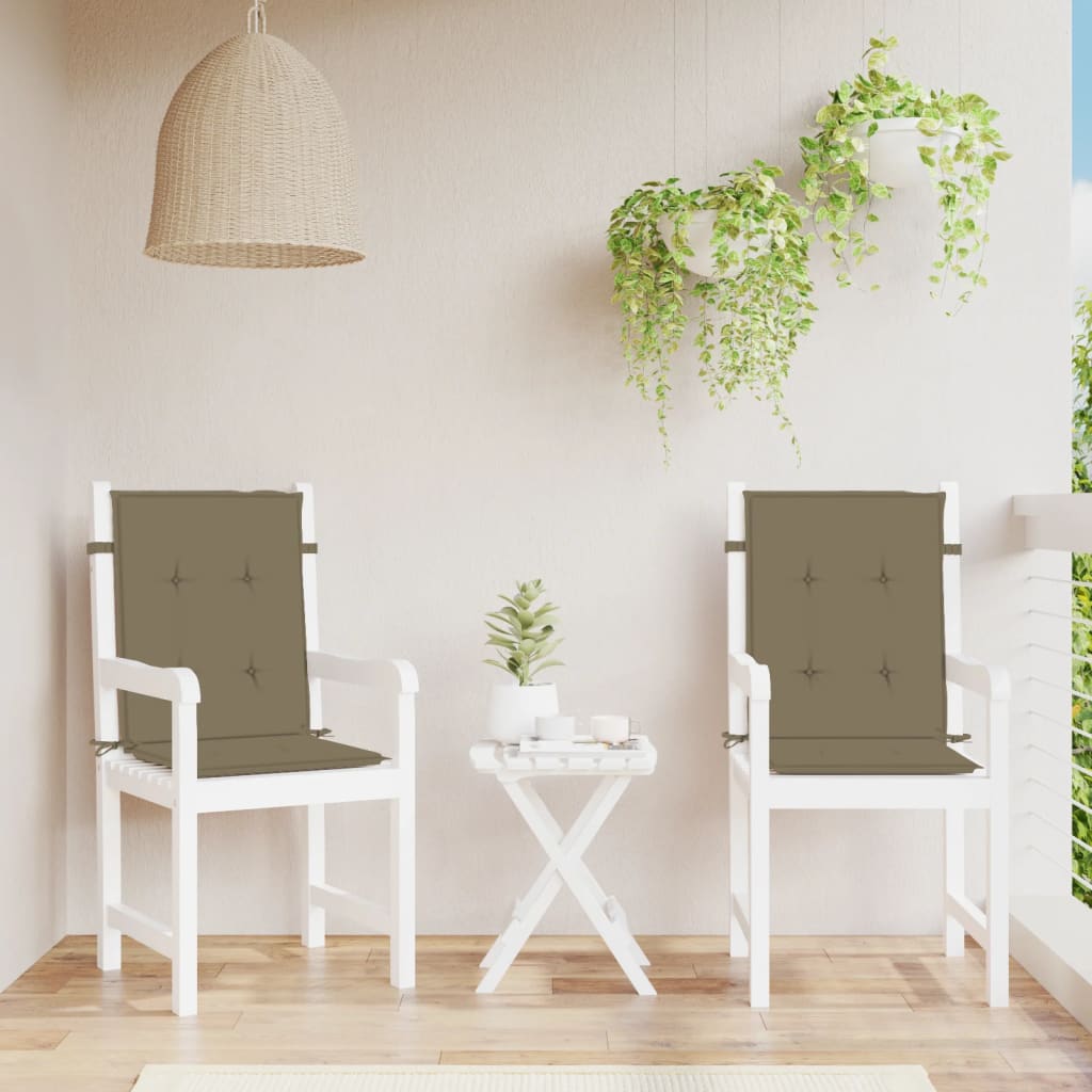 Vidaxl stoelkussens 2 st lage rug 100x50x4 cm stof gemêleerd taupe