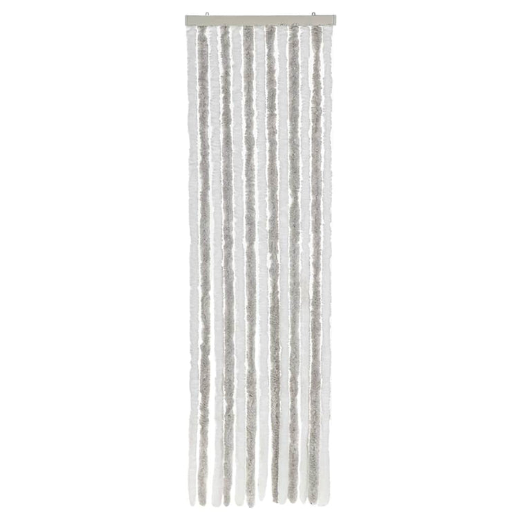 Vidaxl vliegengordijn 56x185 cm chenille lichtgrijs en wit