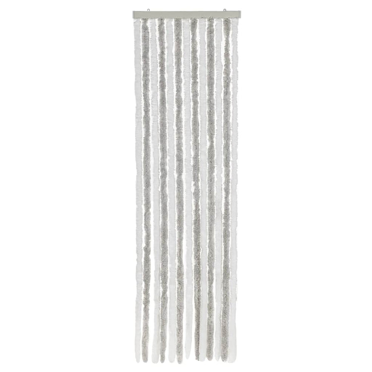 Vidaxl vliegengordijn 56x200 cm chenille lichtgrijs en wit