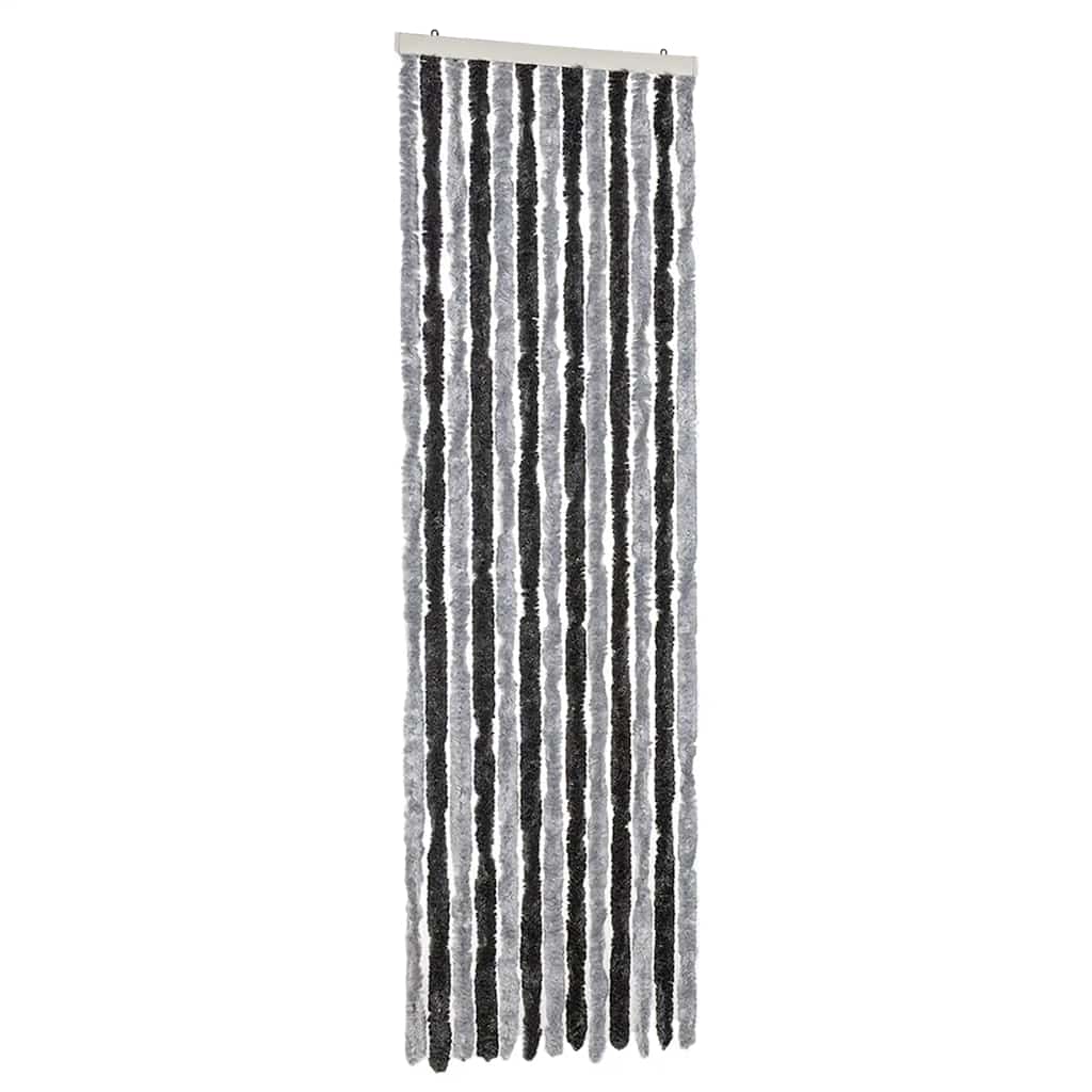Vidaxl vliegengordijn 56x200 cm chenille grijs en zwart