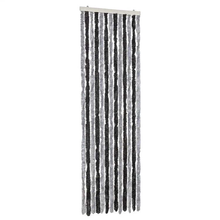 Vidaxl vliegengordijn 56x200 cm chenille grijs en zwart