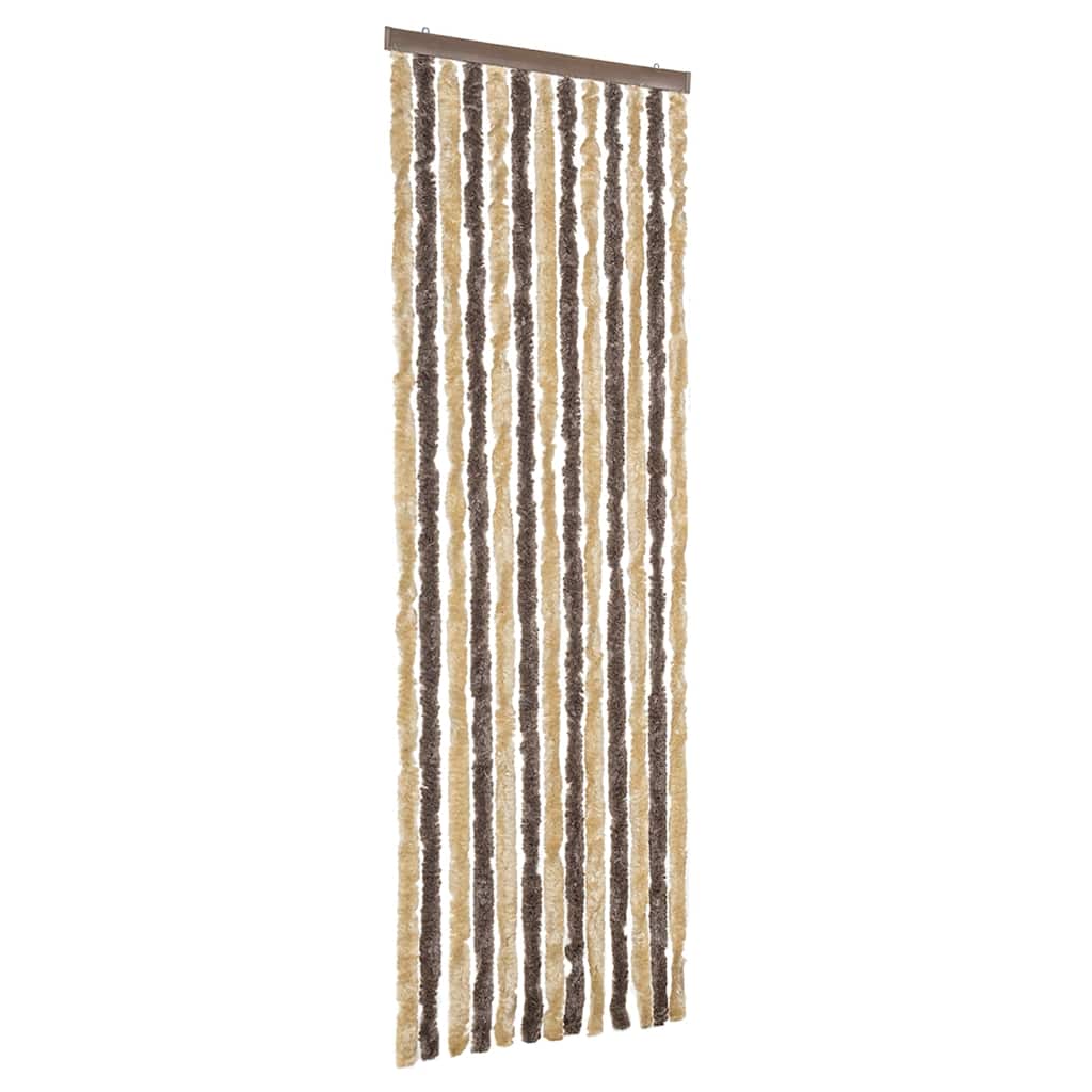 Vidaxl vliegengordijn 56x185 cm chenille donkerbruin en beige