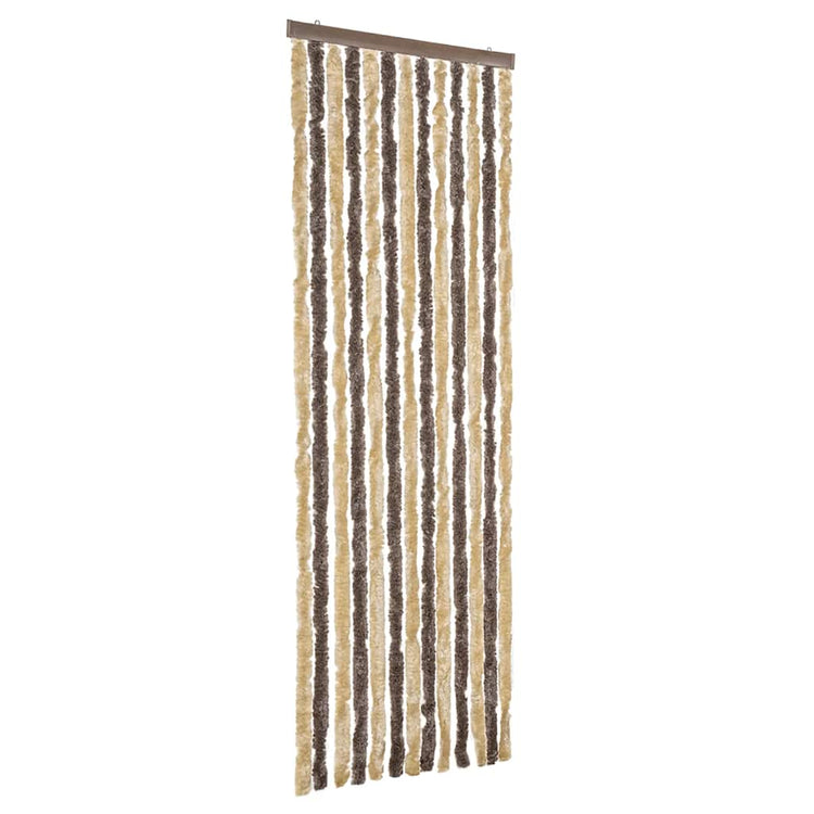 Vidaxl vliegengordijn 56x200 cm chenille donkerbruin en beige