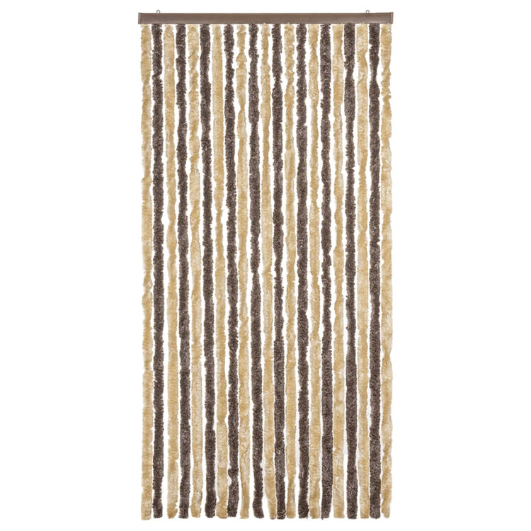 Vidaxl vliegengordijn 90x220 cm chenille donkerbruin en beige