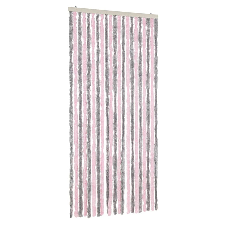 Vidaxl vliegengordijn 90x220 cm chenille zilvergrijs en roze