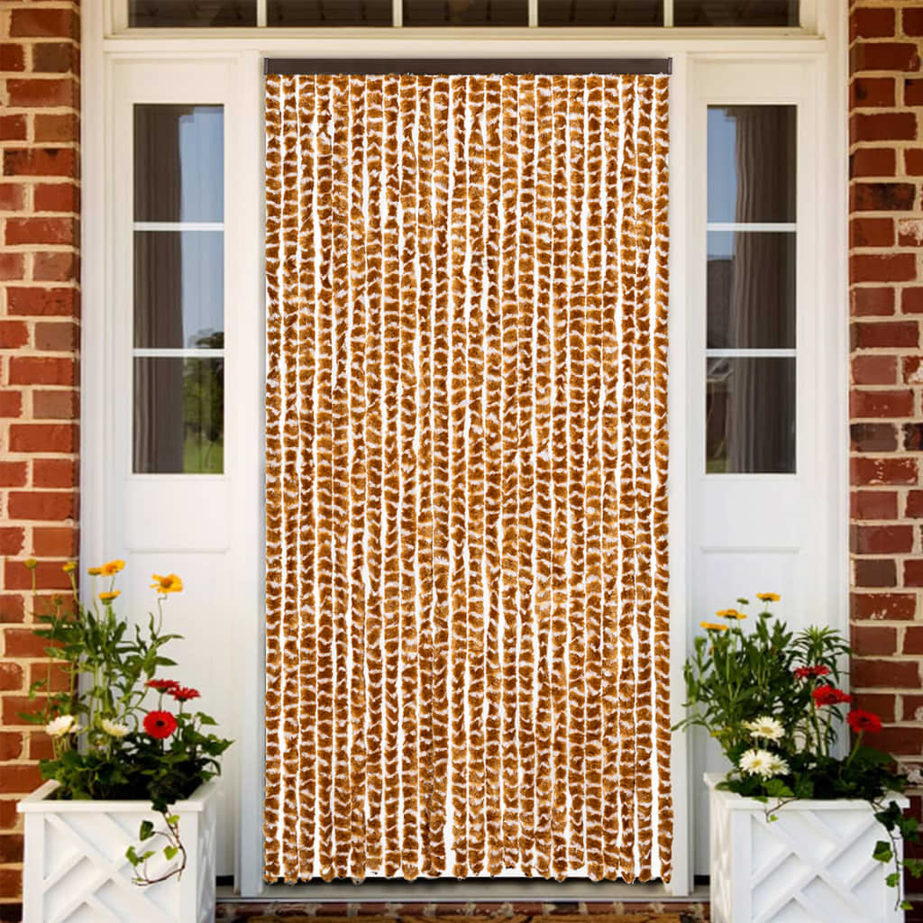 Vidaxl vliegengordijn 100x230 cm chenille okerkleurig en wit