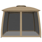 Vidaxl prieel zijwanden van gaas en dubbel dak 2,93x2,93 m staal taupe - afbeelding 3