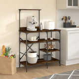 Vidaxl bakkersrek 90x40x132 cm bewerkt hout en metaal gerookt eiken - afbeelding 3