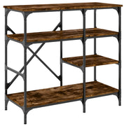 Vidaxl bakkersrek 90x40x84 cm bewerkt hout en metaal gerookt eiken - afbeelding 2