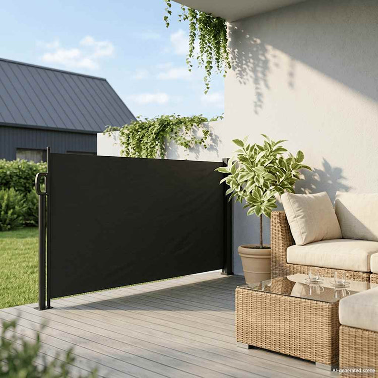 Vidaxl windscherm uittrekbaar 117x300 cm zwart