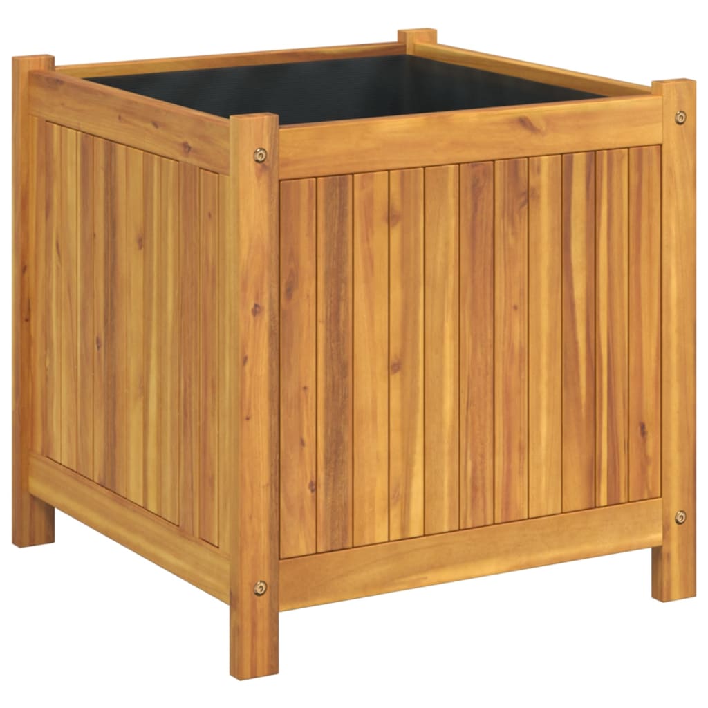 Vidaxl plantenbak met voering 50x50x50 cm massief acaciahout