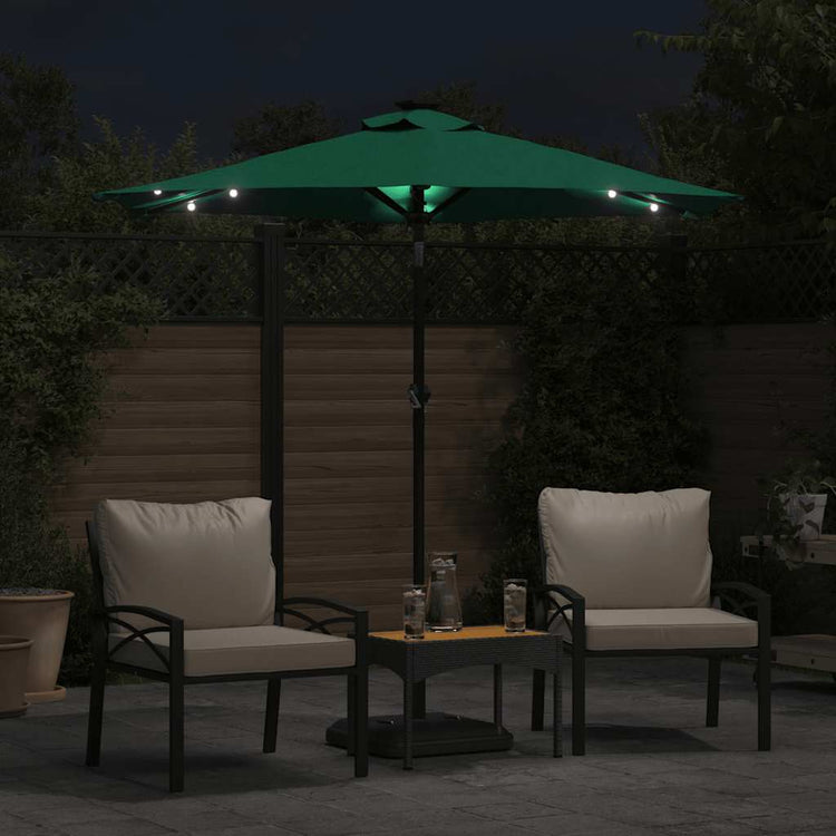 Vidaxl parasol met led's en stalen paal 225x225x212 cm groen