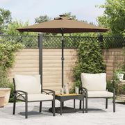 Vidaxl parasol met led's en stalen paal 225x225x212 cm taupe - afbeelding 1