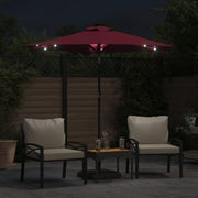 Vidaxl parasol met led's en stalen paal 225x225x212 cm bordeauxrood - afbeelding 3