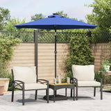 Vidaxl parasol met led's en stalen paal 225x225x212 cm azuurblauw - afbeelding 1