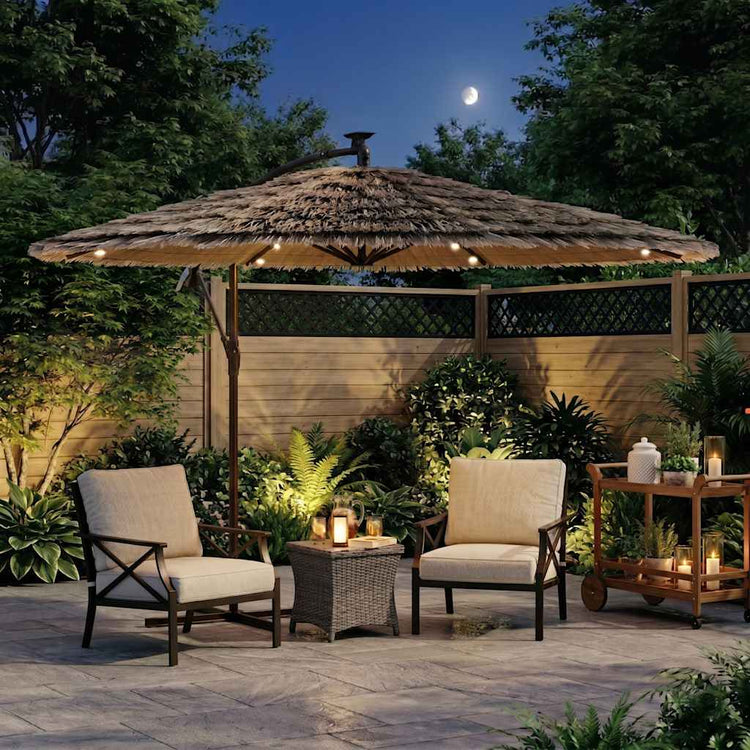 Vidaxl parasol met led's en stalen paal 246x246x230 cm bruin