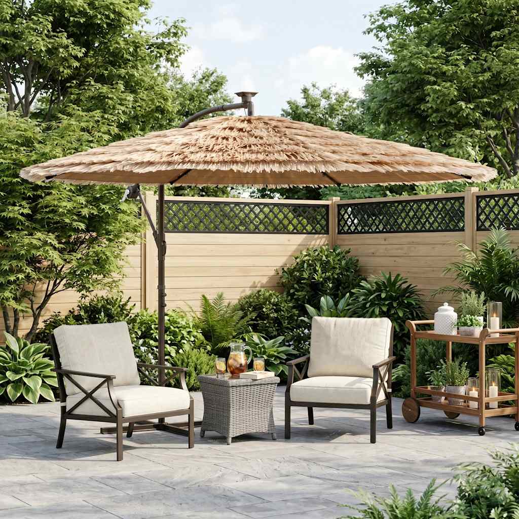 Vidaxl parasol met led's en stalen paal 246x246x230 cm bruin