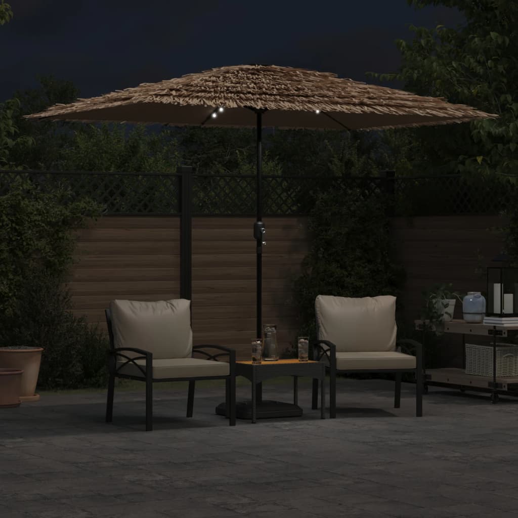 Vidaxl parasol met led's en stalen paal 300x200x250 cm bruin