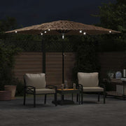 Vidaxl parasol met led's en stalen paal 288x288x225 cm bruin - afbeelding 3