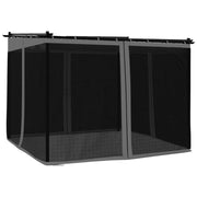Vidaxl prieel met zijwanden van gaas 3x3 m staal antracietkleurig - afbeelding 2