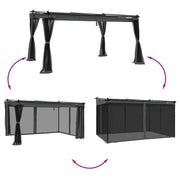 Vidaxl prieel met zijwanden van gaas 4x3 m staal antracietkleurig - afbeelding 3