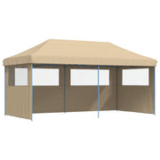 Vidaxl partytent inklapbaar pop-up met 3 zijwanden beige - afbeelding 2