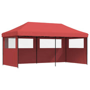 Vidaxl partytent inklapbaar pop-up met 3 zijwanden bordeauxrood - afbeelding 2