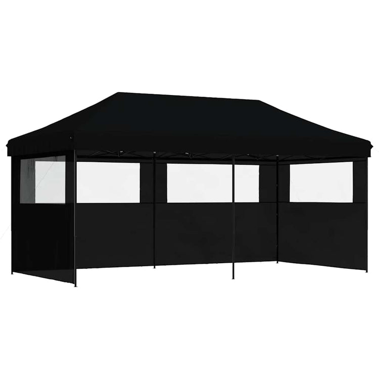 Vidaxl partytent inklapbaar pop-up met 3 zijwanden zwart