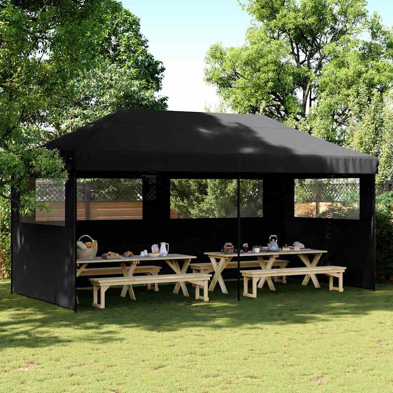 Vidaxl partytent inklapbaar pop-up met 3 zijwanden zwart