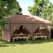 Vidaxl partytent inklapbaar pop-up met 4 zijwanden bruin - afbeelding 1