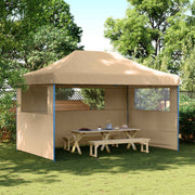 Vidaxl partytent inklapbaar pop-up met 3 zijwanden beige - afbeelding 1