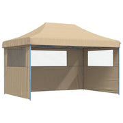 Vidaxl partytent inklapbaar pop-up met 3 zijwanden beige - afbeelding 2