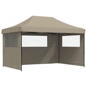 Vidaxl partytent inklapbaar pop-up met 3 zijwanden taupe - afbeelding 2