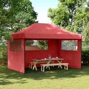 Vidaxl partytent inklapbaar pop-up met 3 zijwanden bordeauxrood - afbeelding 1