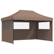 Vidaxl partytent inklapbaar pop-up met 3 zijwanden bruin - afbeelding 2