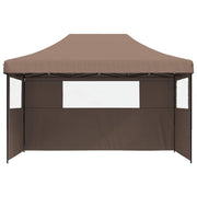 Vidaxl partytent inklapbaar pop-up met 3 zijwanden bruin - afbeelding 3