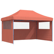 Vidaxl partytent inklapbaar pop-up met 3 zijwanden terracottakleurig - afbeelding 2