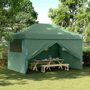 Vidaxl partytent inklapbaar pop-up met 4 zijwanden groen - afbeelding 1