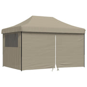 VidaXL Partytent inklapbaar pop-up met 4 zijwanden taupe - afbeelding 2